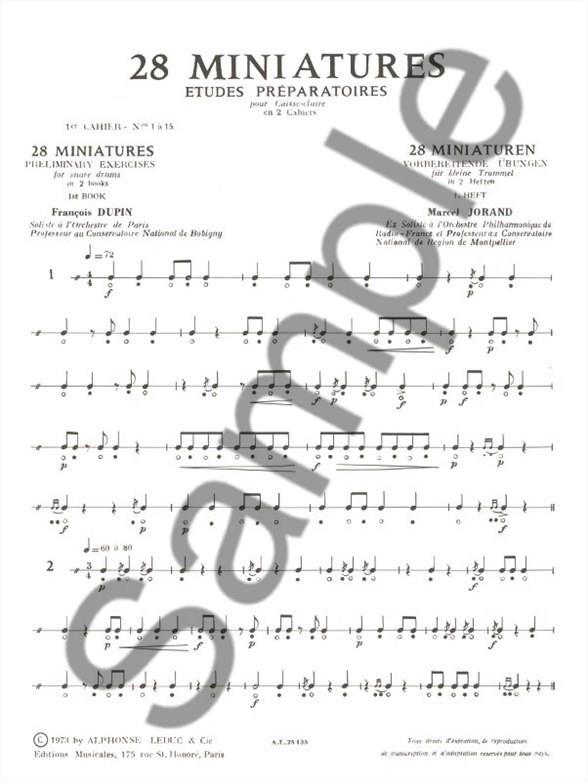 28 Miniatures Études Préparatoires for Snare Drum