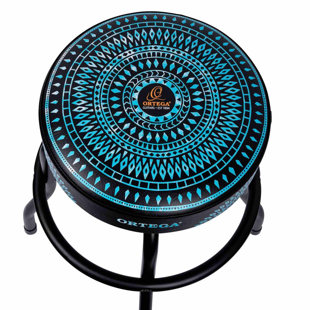 Ortega Bar Stool - 24" Blue kaleidoscope / Black Hardware