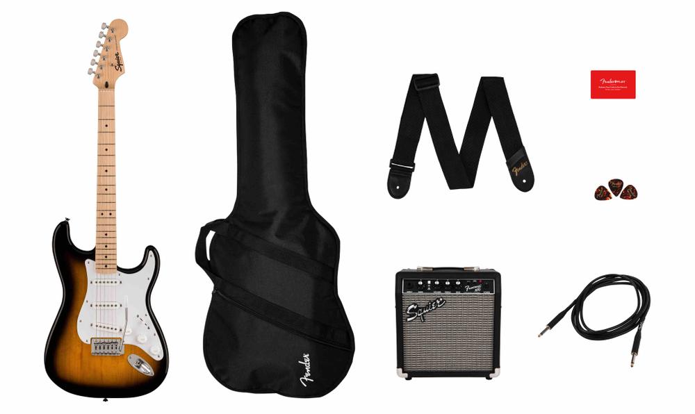 Squier Sonic™ Stratocaster® Starter Pack, Maple Fingerboard, 2-Color Sunburst, Gig Bag, 10G 